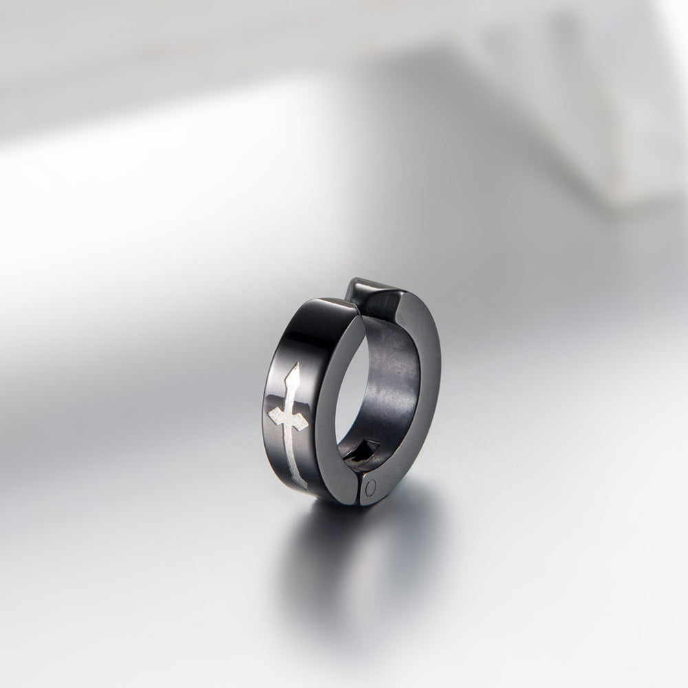 Japanese And Korean Style Hip Hop Titanium Steel Ear Clips For Men