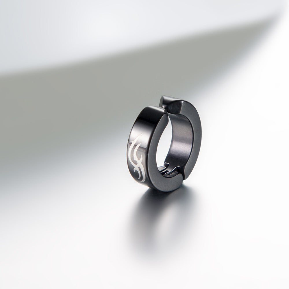 Japanese And Korean Style Hip Hop Titanium Steel Ear Clips For Men