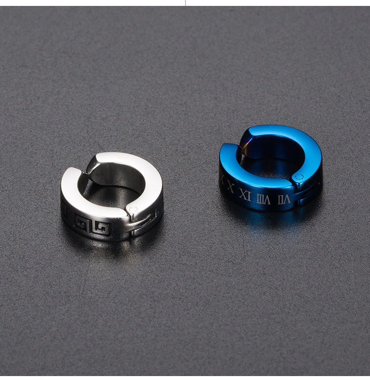 Japanese And Korean Style Hip Hop Titanium Steel Ear Clips For Men