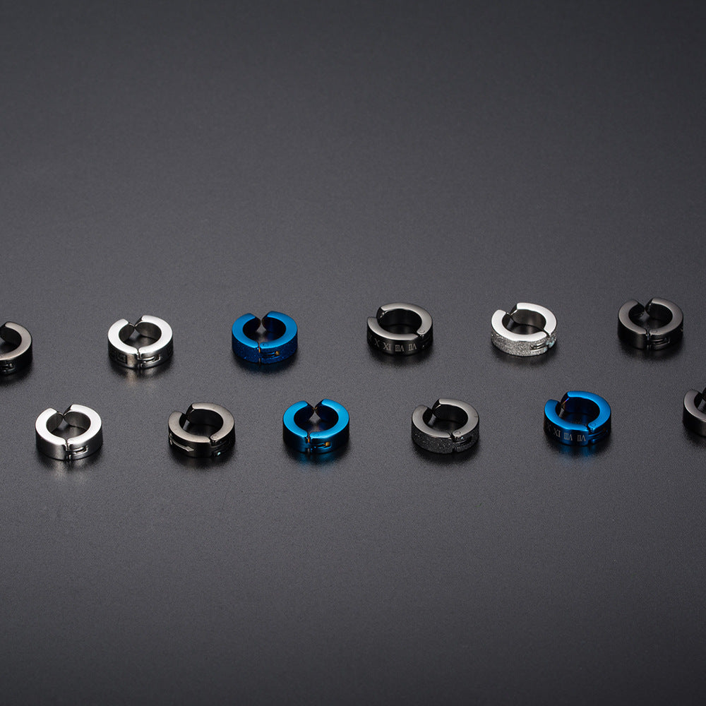 Japanese And Korean Style Hip Hop Titanium Steel Ear Clips For Men