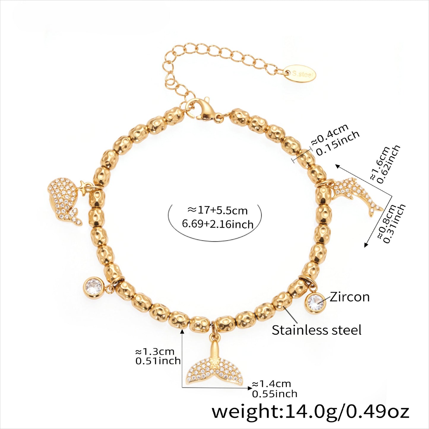 Planderful 18K Gold Plated Beaded Starfish Bracelet Beach