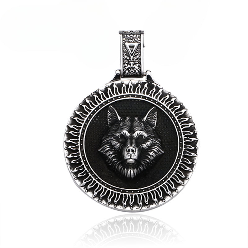 Custom Retro Wolf Head Pendant in Titanium Steel for Men - Wholesale Jewelry Collection