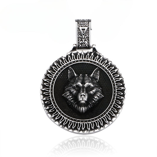 Custom Retro Wolf Head Pendant in Titanium Steel for Men - Wholesale Jewelry Collection