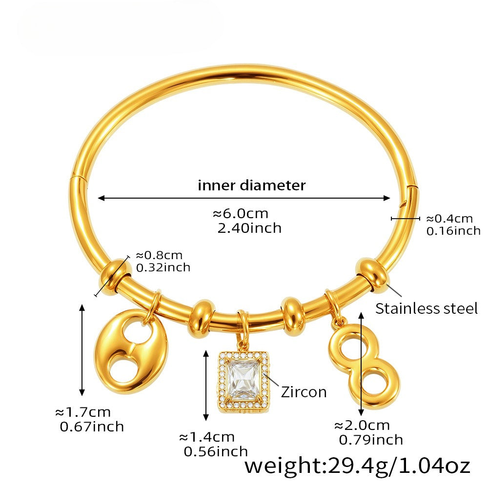 Planderful Zircon Geometric Pendant Bracelet Chic For Her