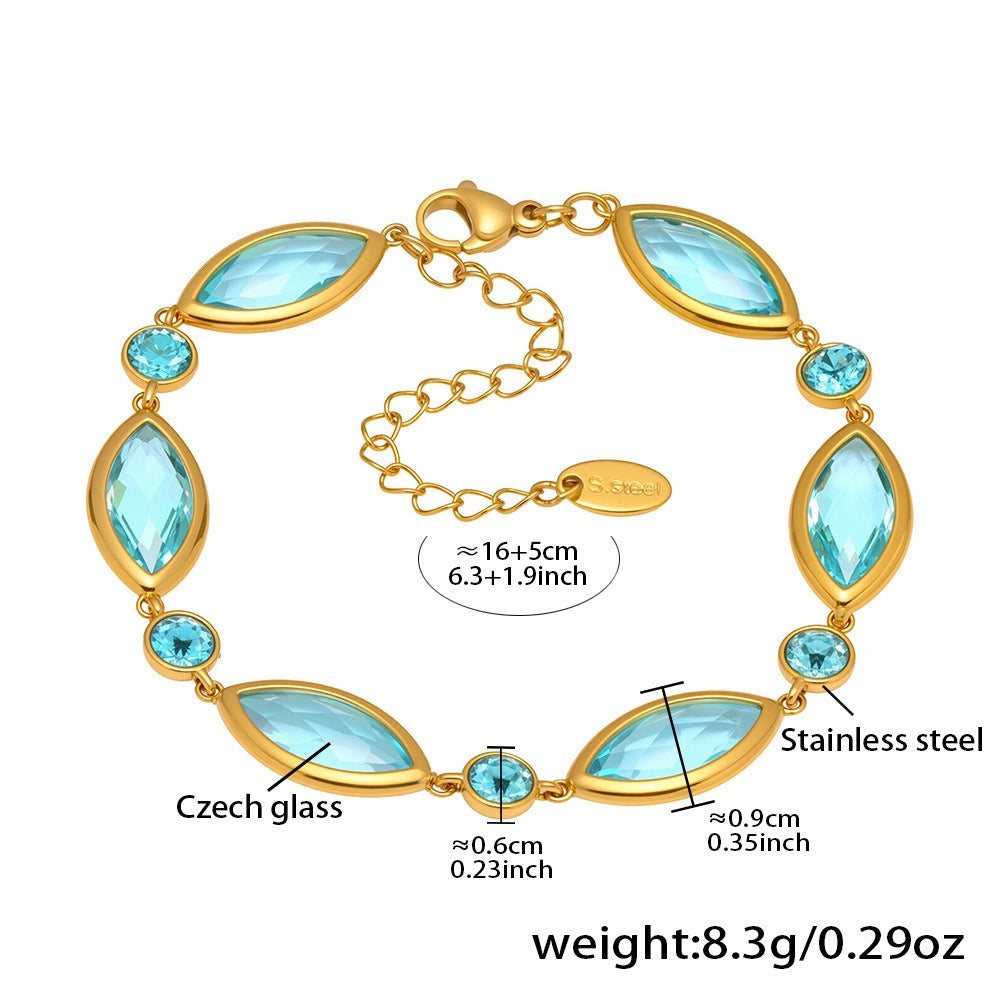 Planderful Crystal Glass Bracelet Luxury 18K Gold Women