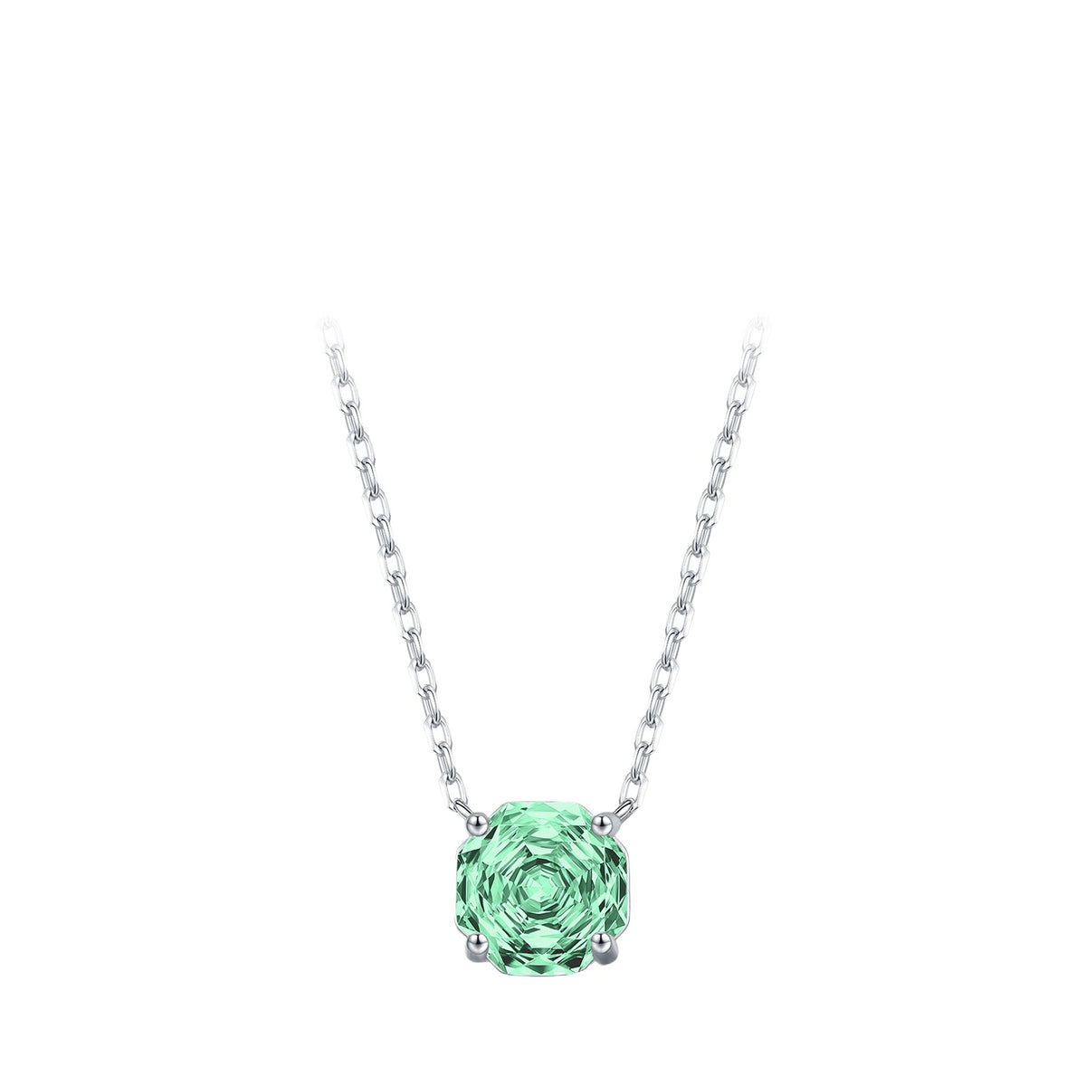925 Sterling Silver Multicolor Octagonal Rose-Cut Zircon Necklace
