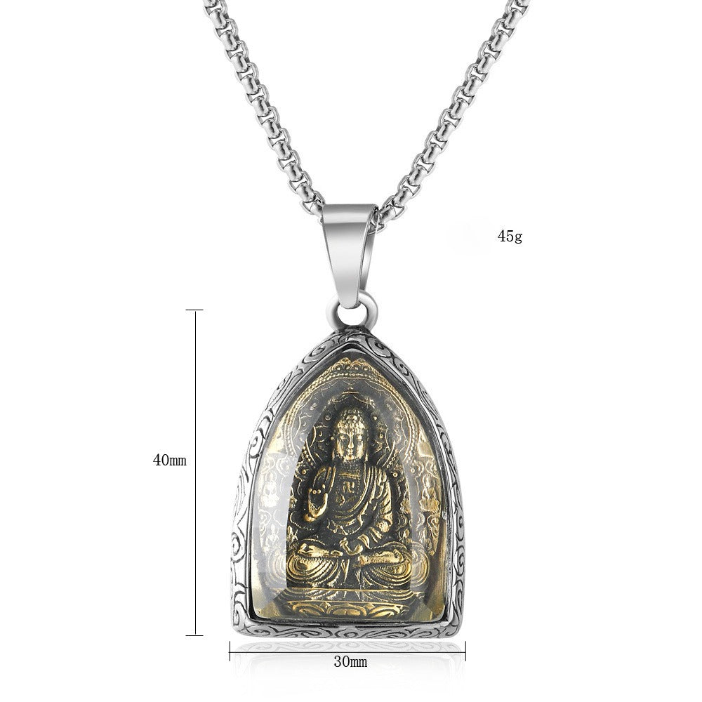 Buddha Pendant Titanium Steel Unisex Necklace Protection Statement Everyday Genie Planderful For Spiritual Seekers