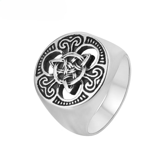 Personalized Viking Pattern Ring Titanium Steel Unisex Bold Protection Statement Planderful