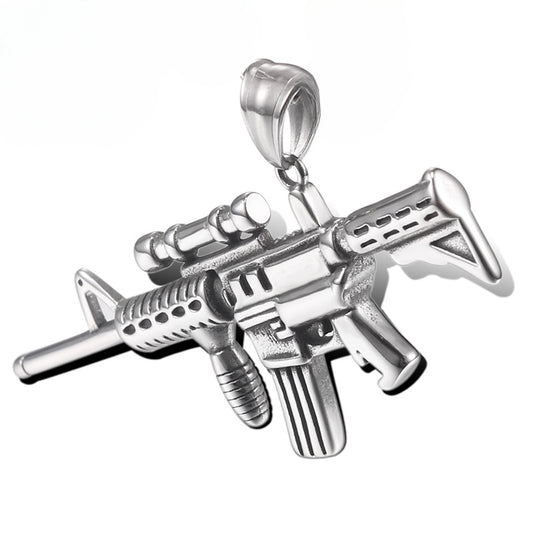 Stylish Hip Hop Titanium Steel AK47 Pendant for Men - European and American Fashion Jewelry