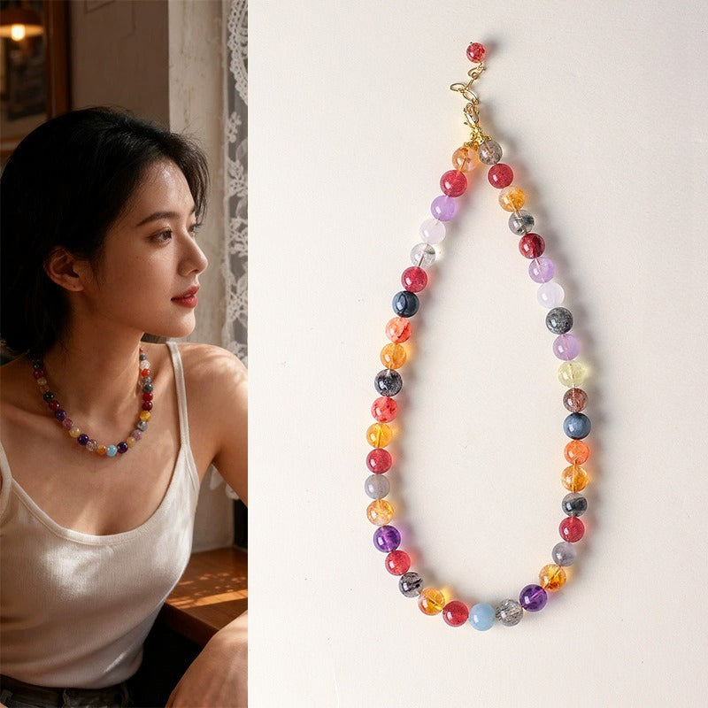 Strawberry Quartz Crystal Necklace