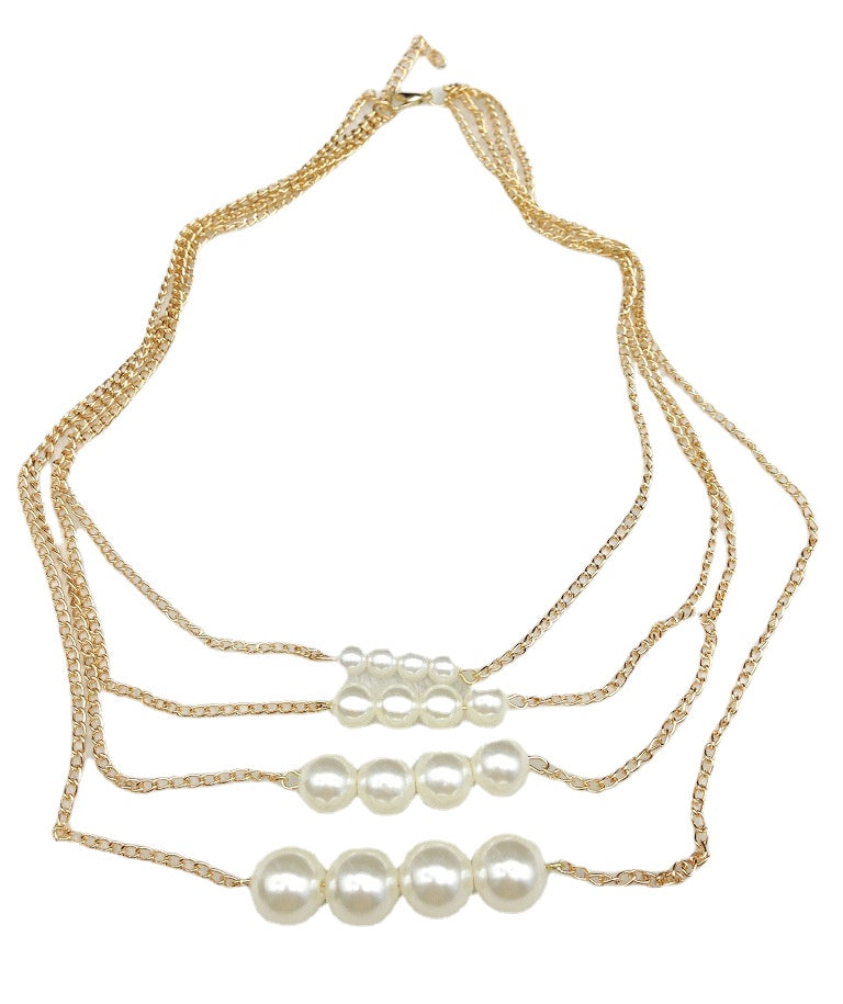 Multi-layer Pearl Necklace: Planderful Collection Savanna Rhythms - Elegant Women's Jewelry Piece