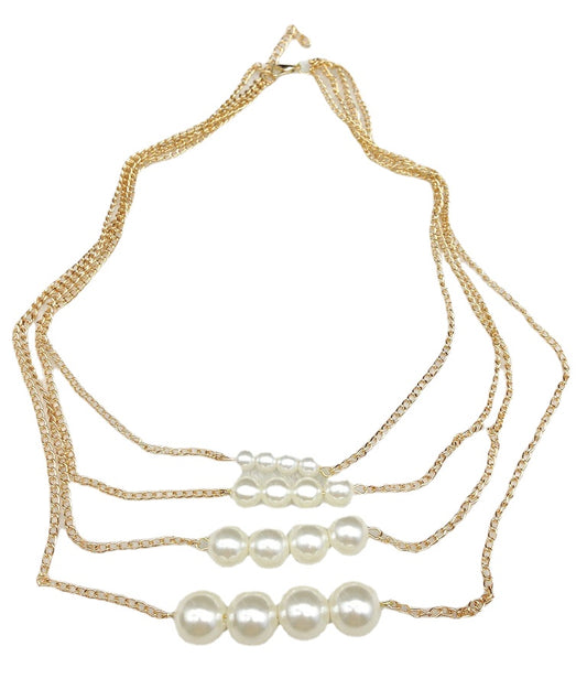 Multi-layer Pearl Necklace: Planderful Collection Savanna Rhythms - Elegant Women's Jewelry Piece
