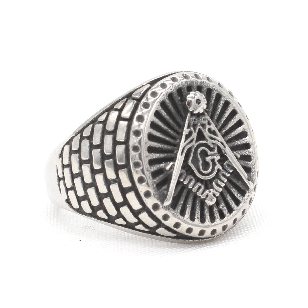 Planderful Masonic Ring For Men Titanium Steel Retro Freemasonry Jewelry Unisex Protection Statement
