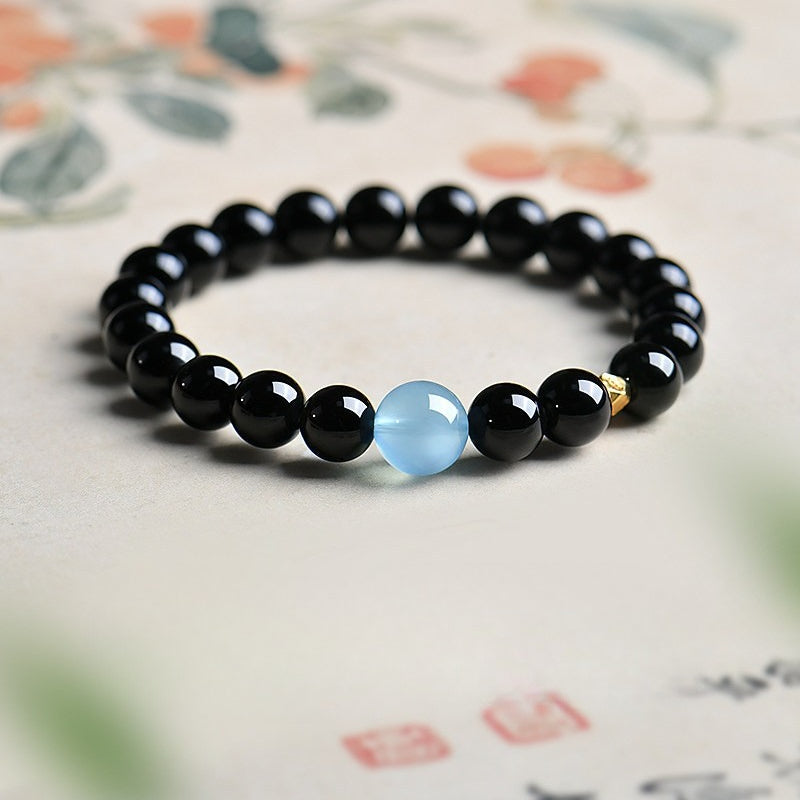 Aquamarine Obsidian Crystal Bracelet