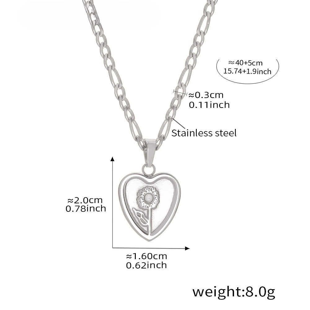 Planderful Love Flower Pendant Necklace 18K Gold For Women