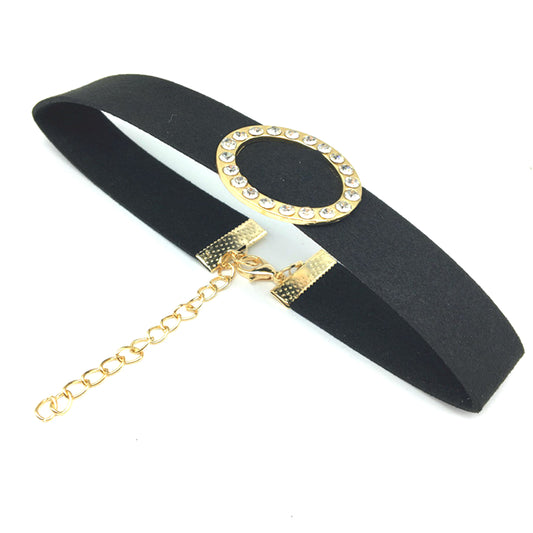 Simple Zircon-Encrusted Female Choker Necklace