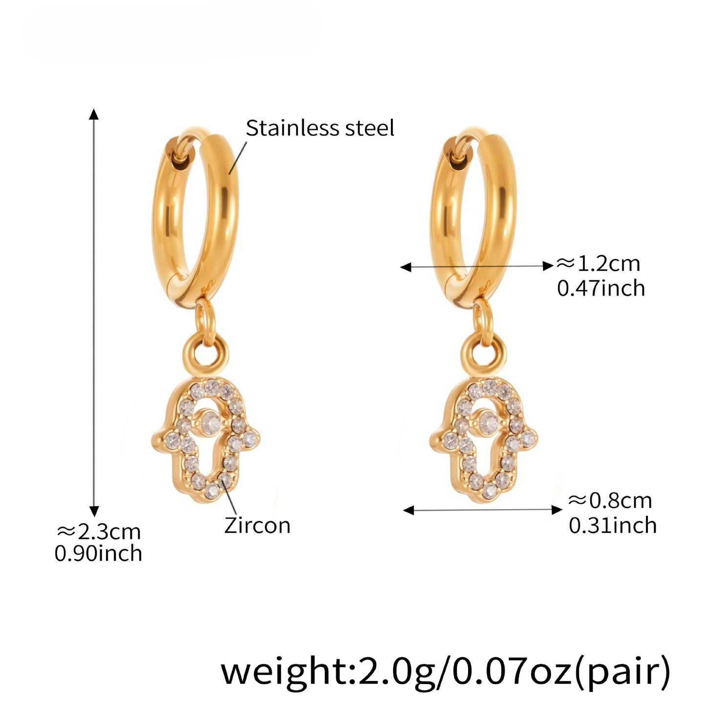 Planderful Devil Eye Earrings 18K Gold Plated Zircon Daywear