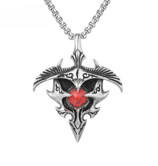 Planderful Gothic Eagle Turquoise Pendant Titanium Steel Unisex Necklace For Men Women Protection Charm