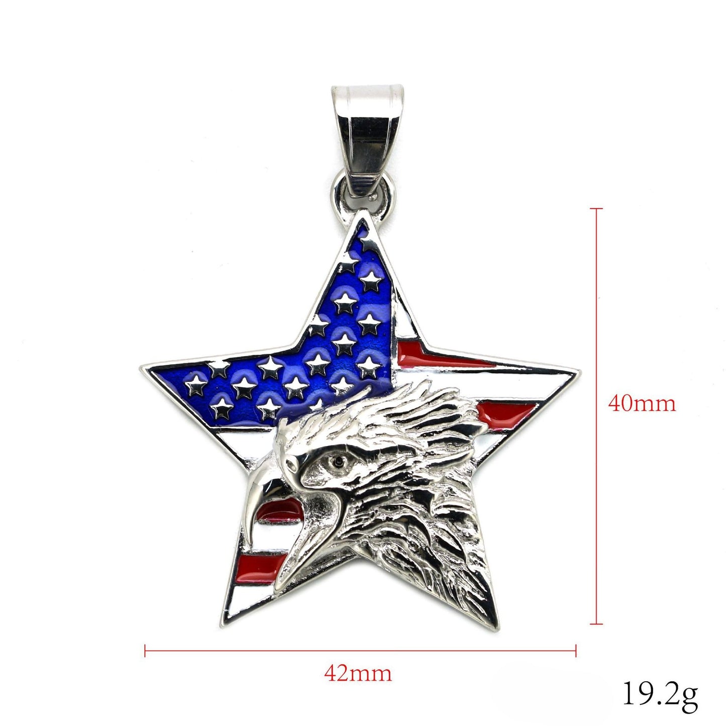 Planderful Independence Day Necklace USA Flag Eagle Stainless Steel Unisex Patriotic Statement Pendant