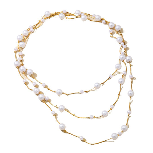Planderful Vienna Verve Necklace – Elegant Metal Chain with Imitation Pearl Beads