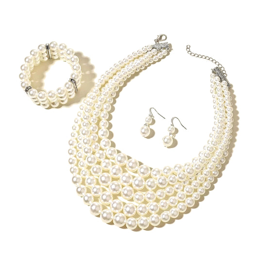 Elegant Pearl Necklace Set for Bridesmaids and Weddings
