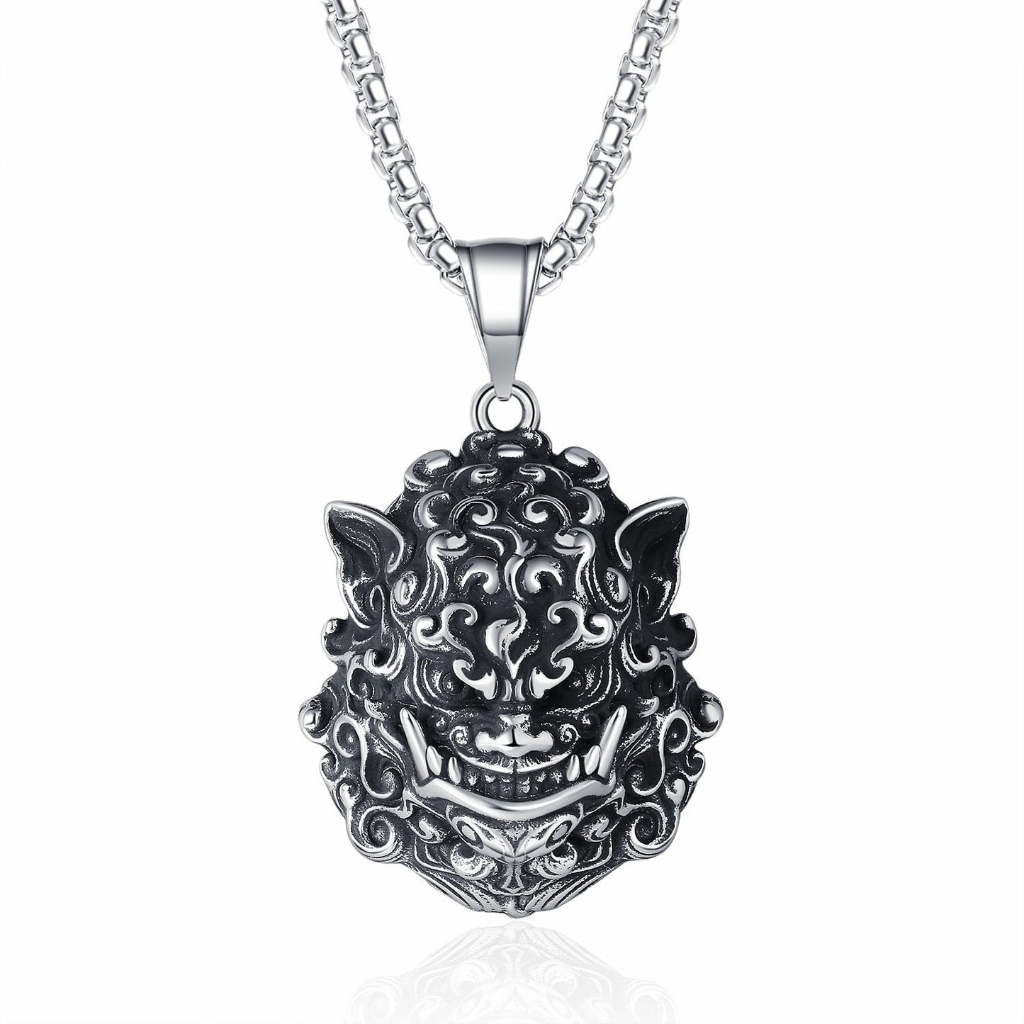 Steel Necklace – Vintage Hip-Hop Lion Dance Inspired Everyday Urban Accessory For Men