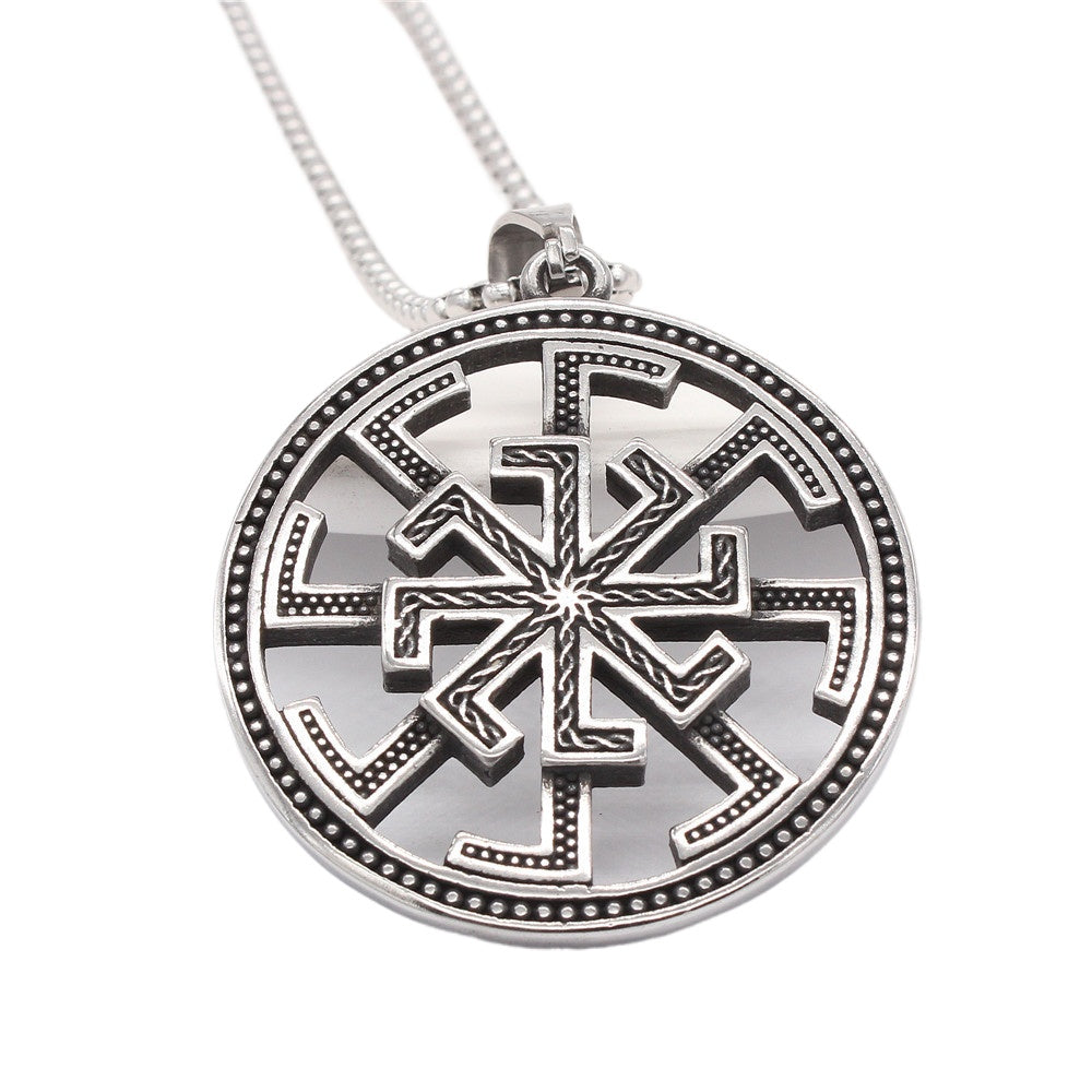 Titanium Viking Pendant Necklace For Men And Women Retro Hollow Round Shield Charm By Planderful