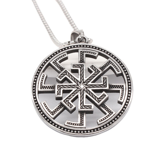Titanium Viking Pendant Necklace For Men And Women Retro Hollow Round Shield Charm By Planderful
