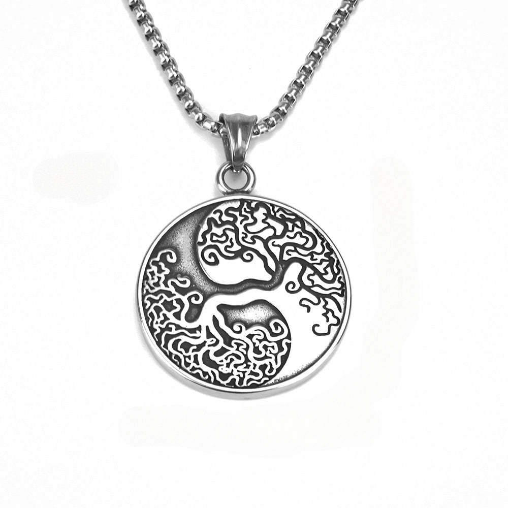 Personalized Life Of Tree Pendant Stainless Steel Necklace For Men