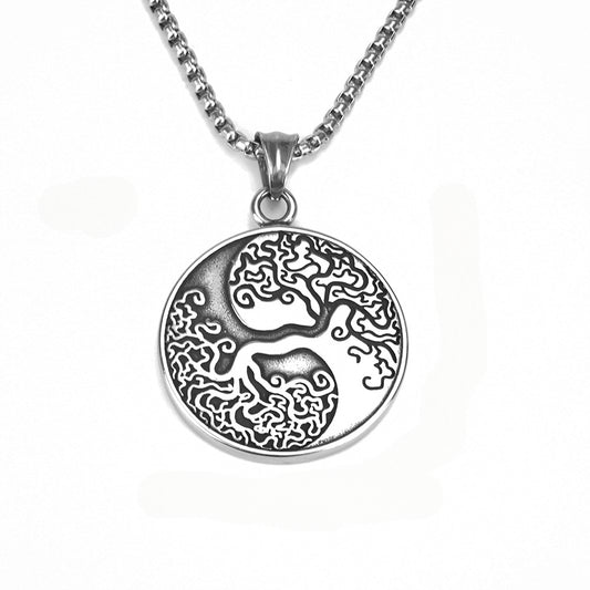 Personalized Life Of Tree Pendant Stainless Steel Necklace For Men