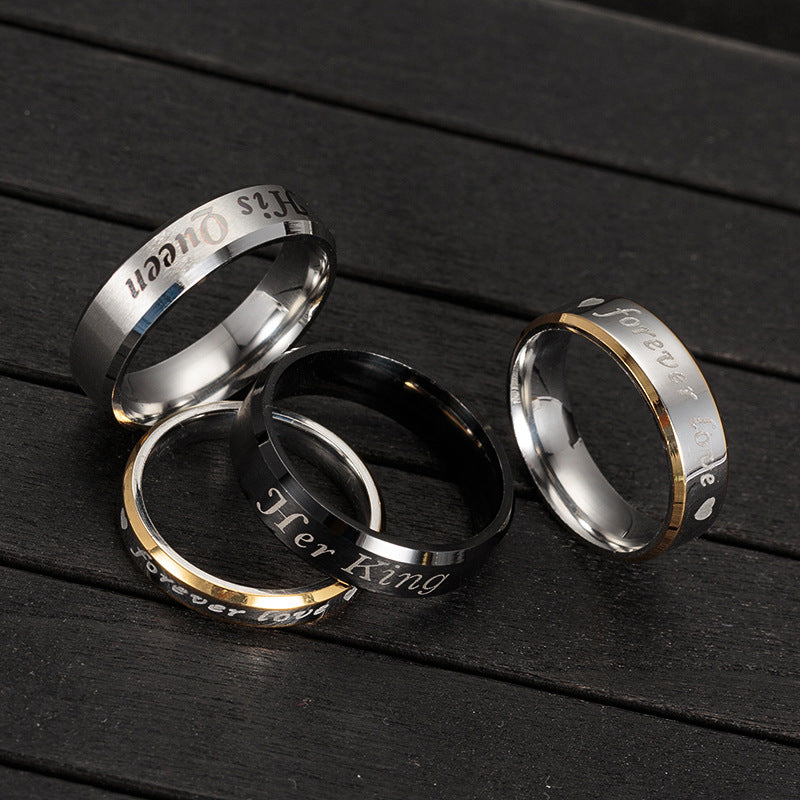 Eternal Love Stainless Steel King and Queen Couple Rings