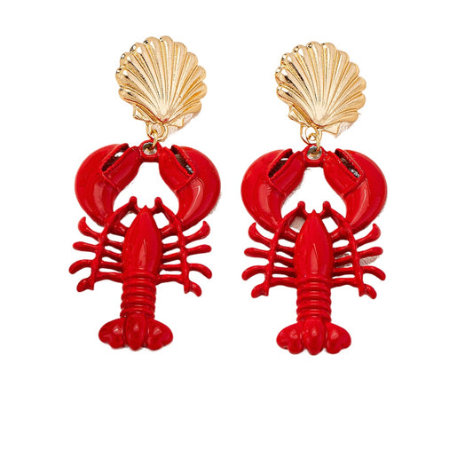 Planderful Vienna Verve Earrings – Elegant Red Lacquered Lobster Design