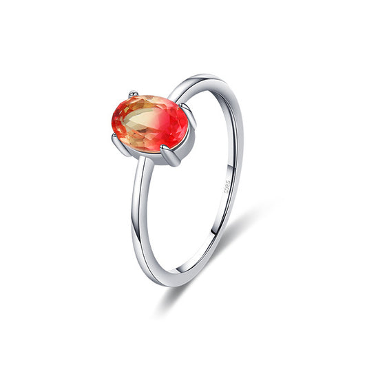 Elegant S925 Sterling Silver Watermelon Tourmaline Ring for Women