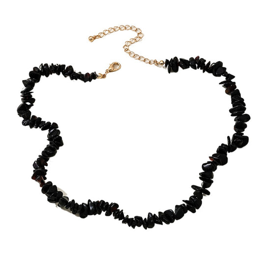 Planderful Vienna Verve Necklace – Irregular Black Gravel Beads for Summer Style