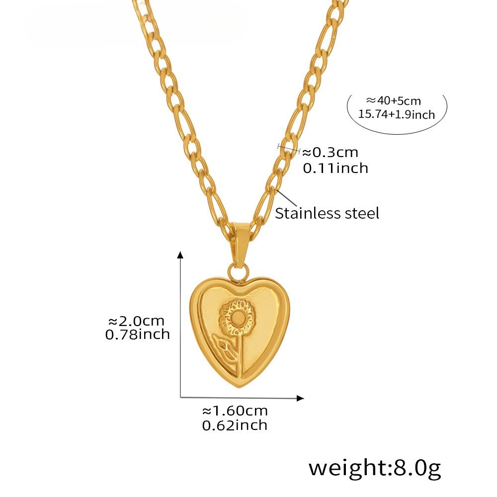 Planderful Love Flower Pendant Necklace 18K Gold For Women