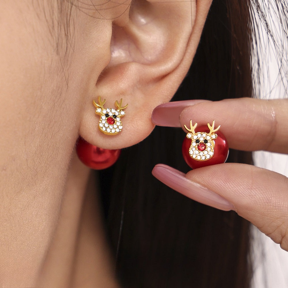 Planderful Stainless Steel Zircon Christmas Tree Earrings