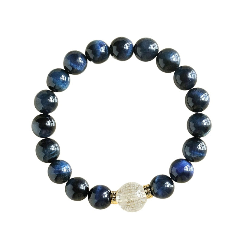 Planderful Fortune's Favor Couple Bracelet – Luxurious Crystal and Blue Tiger Eye Design