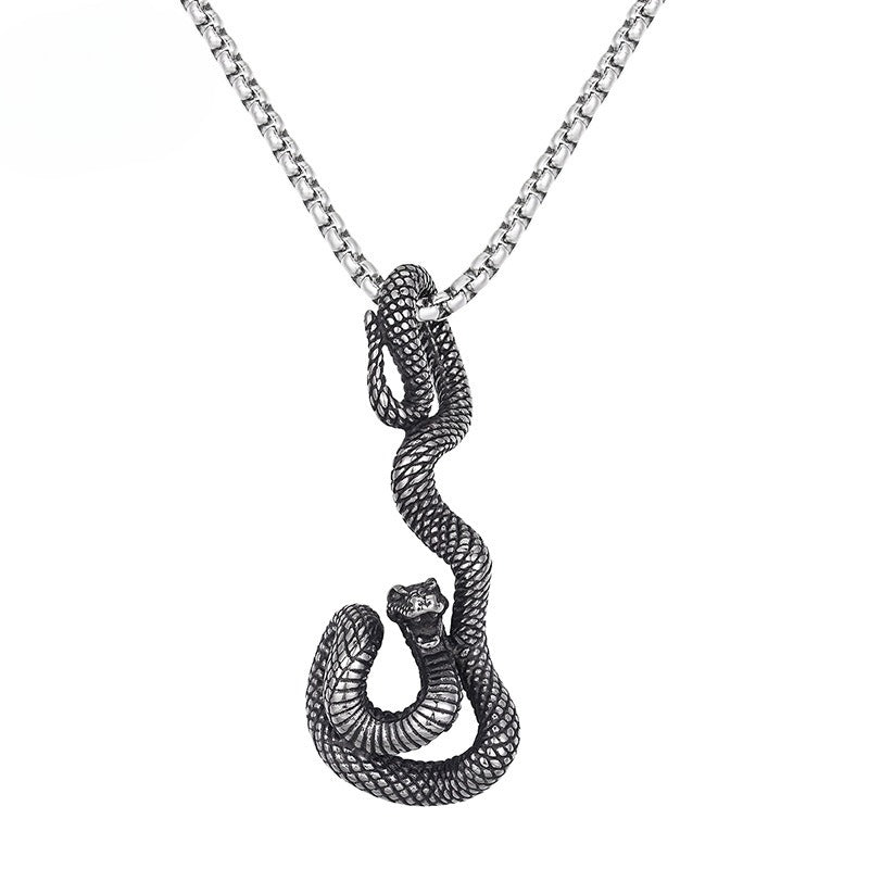Titanium Steel Necklace – Statement Snake Chain For Men Handmade Casting Everyday Gift