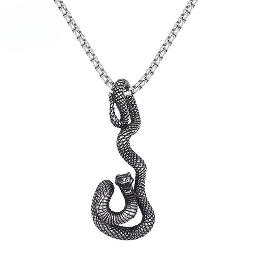 Titanium Steel Necklace – Statement Snake Chain For Men Handmade Casting Everyday Gift