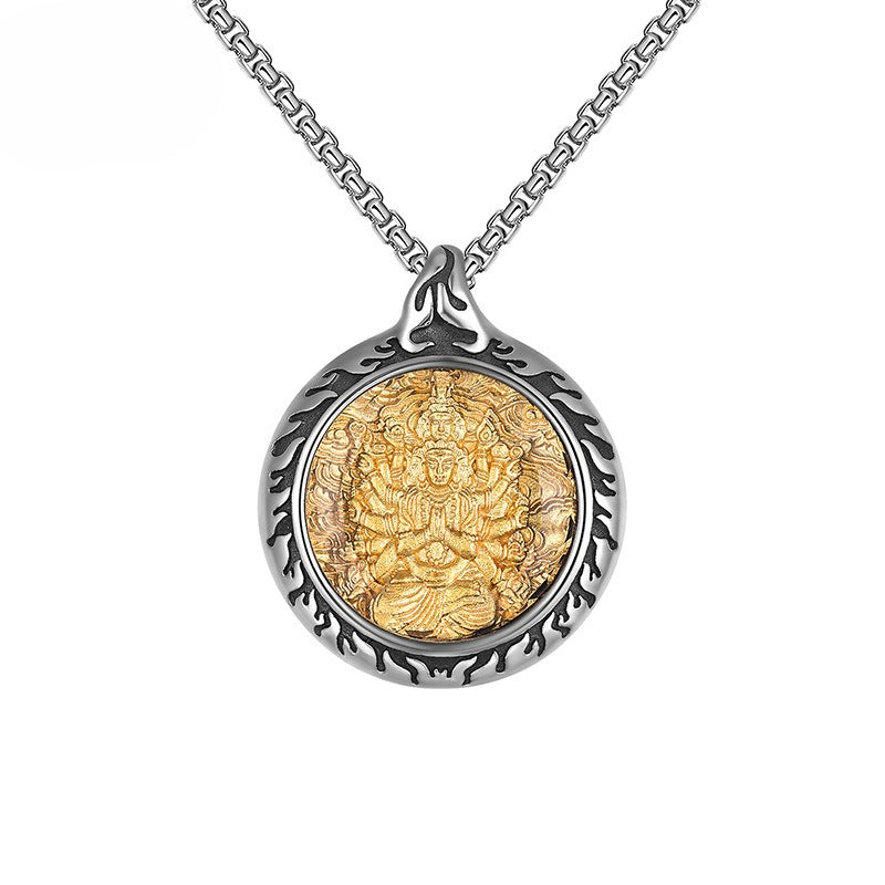 Steel Necklace – Vintage Patron Saints Men's Necklace With Retro Eight Saints Motif And Everyday Jewelry By Planderful