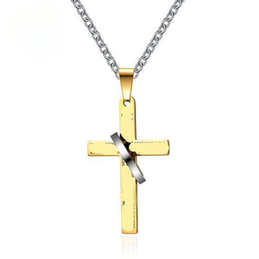 European And American Hip Hop Hipster Stainless Steel Cross Necklace Pendant For Men
