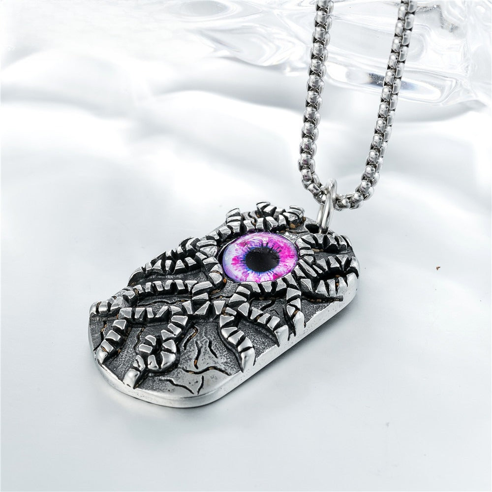 Planderful Personalized Retro Devil's Eye Pendant Necklace For Men And Unisex Titanium Steel Protection Statement