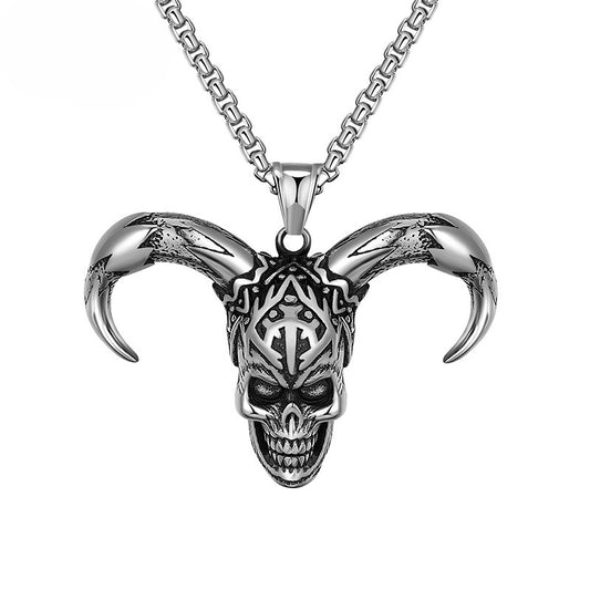 Steel Necklace - Statement Skull Pendant By Planderful