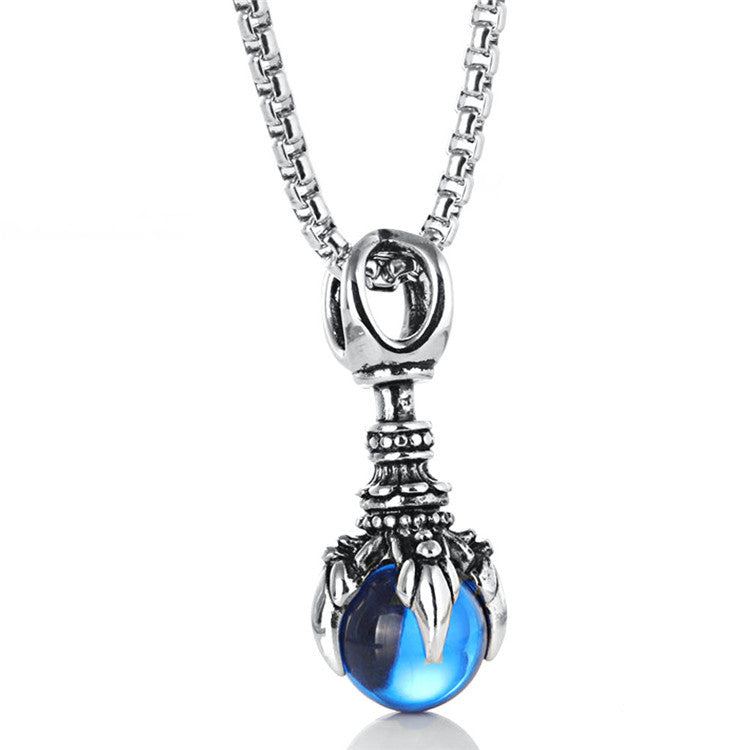 Titanium Steel Men's Pendant Featuring a Monster Dragon Claw with Gemstone Stone - European & American Trendsetter