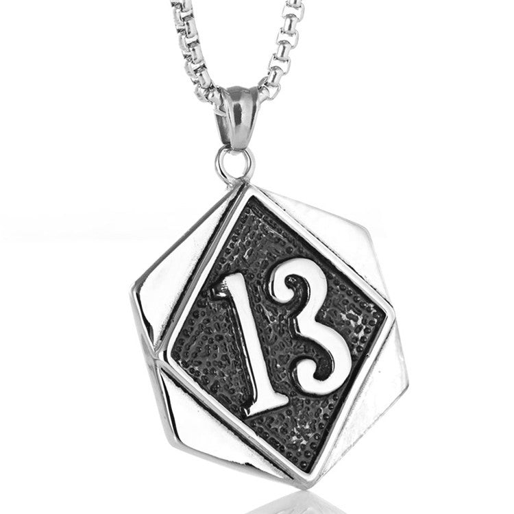 Stylish Titanium Steel Number 13 Pendant for Men - Retro European and American Trend