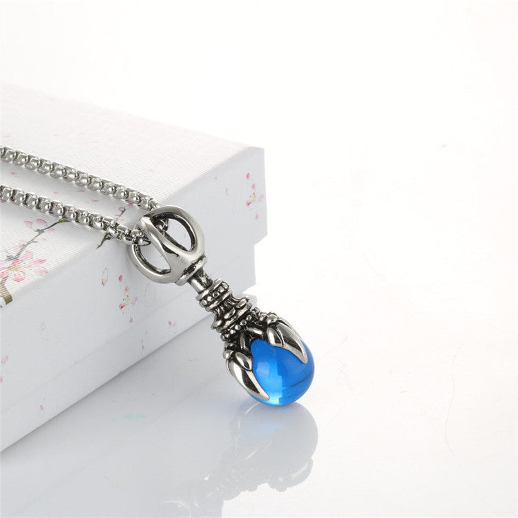 Titanium Steel Men's Pendant Featuring a Monster Dragon Claw with Gemstone Stone - European & American Trendsetter