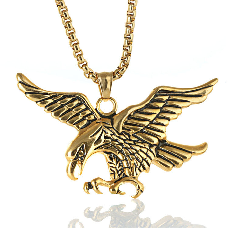 Stylish Titanium Steel Eagle Pendant Necklace for Men - Retro Trendy Design