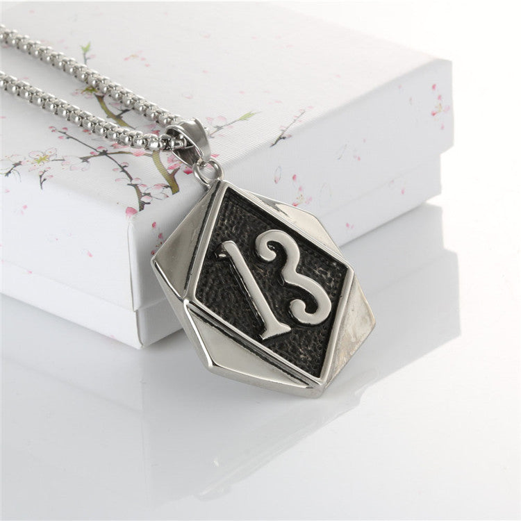 Stylish Titanium Steel Number 13 Pendant for Men - Retro European and American Trend