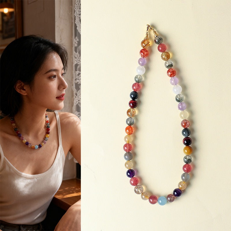 Strawberry Quartz Crystal Necklace