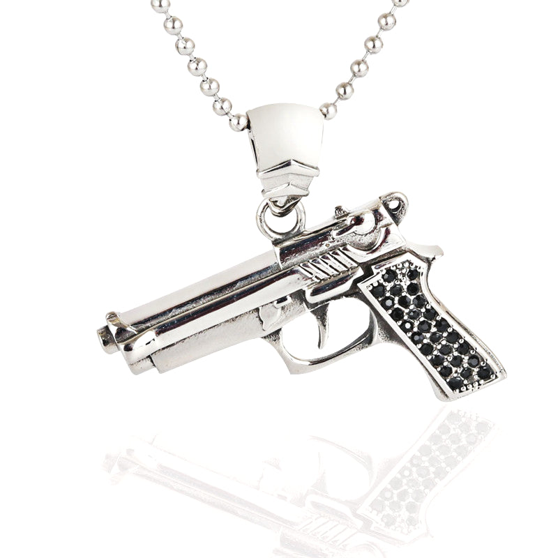 Titanium Steel Sandhawk Pistol Pendant Necklace for Men - Punk Rock Style by Planderful